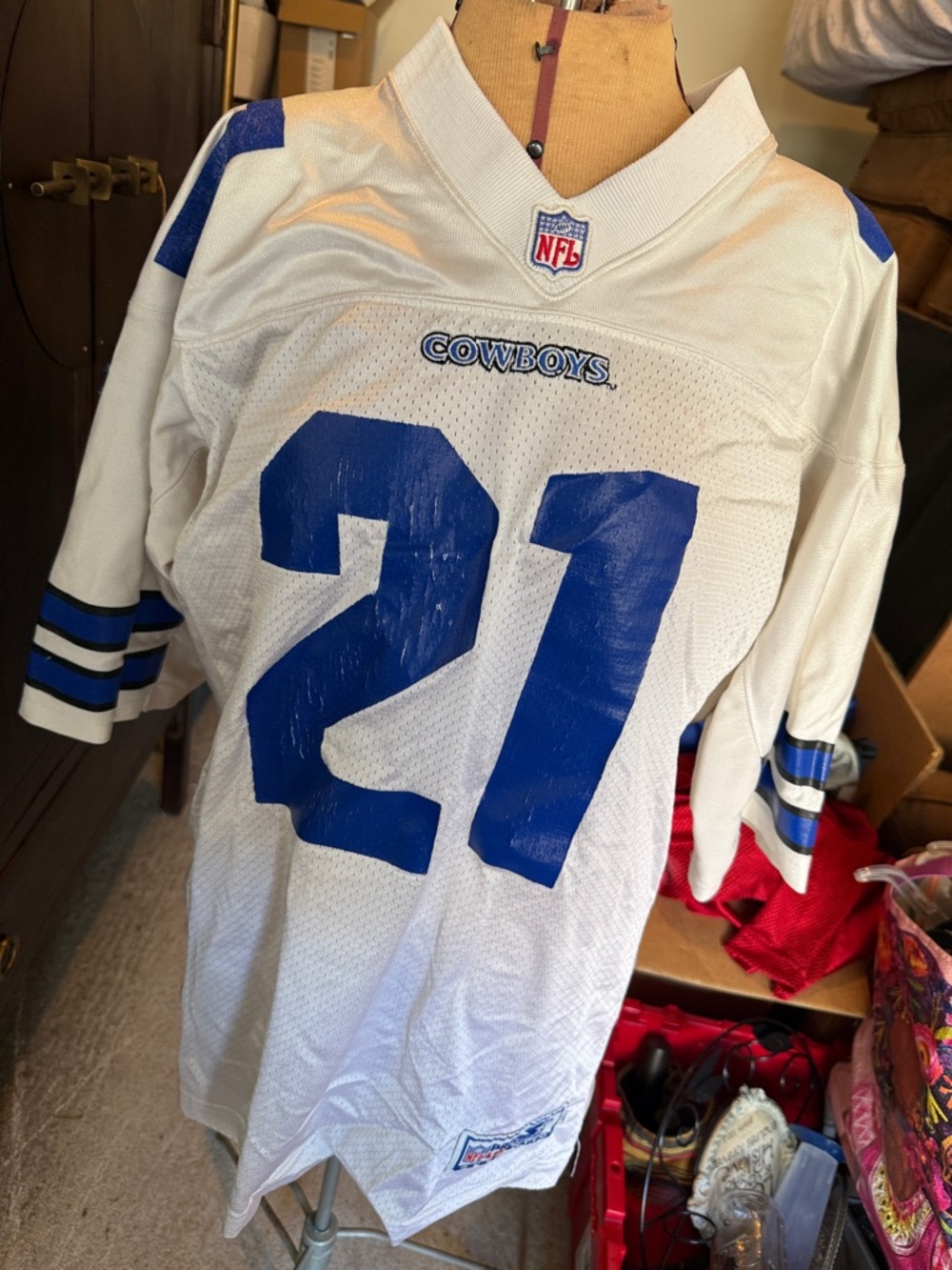 NFL White and Blue Cowboys #21 Football Jersey